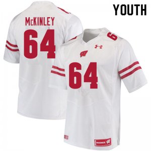 Youth Wisconsin Badgers NCAA #64 Duncan McKinley White Authentic Under Armour Stitched College Football Jersey IX31J76CW